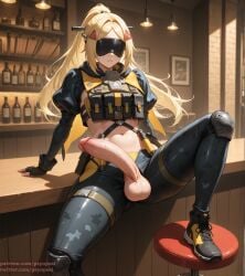 1futa ai_generated artist_name big_penis blindfold blonde_hair breasts breasts breasts_out clothed clothing colored digital_media_(artwork) erection from_above front_view futa_only futanari intersex legs legs_together long_hair mihoyo nipples penis psyopsai solo solo_focus thighs tight_clothing topless trigger_(zenless_zone_zero) uncensored uniform watermark zenless_zone_zero