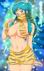 alien alien_girl blue_hair demon demon_girl demon_horns loreleth lum_invader oni oni_female oni_horns tagme urusei_yatsura