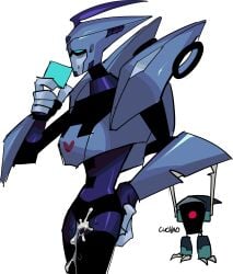 after_sex blurr blush_lines cum_dripping_out_of_pussy cuntboy embarrassed embarrassed_expression flanco funny gay intersex robot trans_man transformers