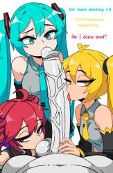 1boy 3girls akita_neru blowjob collaborative_fellatio fanloid fellatio female hatsune_miku kasane_teto kissing_balls kissing_penis licking_balls licking_penis male multiple_girls oral penis self_upload straight sucking_penis tagme triple_baka_(vocaloid) unepicroachy utau veiny_penis vocaloid
