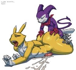 2025 anal anal_orgasm anal_sex anthro anthro_on_anthro anthro_penetrated anthro_penetrating anthro_penetrating_anthro ass ass_up bandai_namco big_butt bodily_fluids bubble_butt butt_grab butt_squish claws closed_eyes clothing cum cumshot digimon digimon_(species) duo ejaculation erection foreskin from_behind_position fur genital_fluids genitals glans gloves grey_background hand_on_butt hands-free handwear humanoid_genitalia humanoid_penis impmon kerchief larger_penetrated looking_pleasured lying male male/male male_penetrated male_penetrating male_penetrating_male narrowed_eyes neckerchief neckwear nude on_front open_mouth orgasm penetration penile penile_penetration penis penis_in_ass querq renamon sex shadow simple_background size_difference small_dom_big_sub smile sound_effects squish teeth text thick_thighs tongue tongue_out tuft url