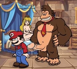 1girls 2boys after_sex ape cheating cheating_girlfriend cuckold cuckolding cum cum_drip cum_in_pussy domination donkey_kong donkey_kong_(series) ejaculation erection female forced_cuckold forced_to_watch gorilla greenzbamboo huge_cock human indoors large_penis light-skinned_female light-skinned_male light_skin male mammal mario_(series) nintendo primate princess princess_peach princess_toadstool red_hat red_shirt royalty self_upload uncensored