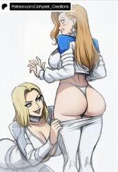 ass big_ass blonde_hair cloak_and_dagger dagger_(marvel) dagger_(marvel_rivals) embarrassed embarrassed_underwear_female emma_frost emma_frost_(marvel_rivals) euf female female_only jahyeet marvel marvel_rivals pants_down pawg pulling_down_pants
