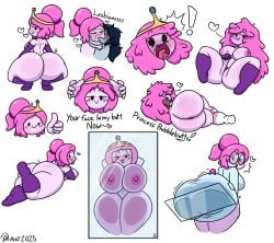 2girls adventure_time against_glass ass ass_against_glass breasts_against_glass bubble_butt cartoon_network female female_only kissing looking_back marceline nude pink_hair pink_skin ponytail princess_bubblebutt princess_bubblegum randompersonguy spread_legs squatting thick_thighs yuri