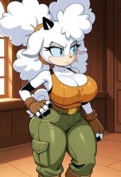 1girls 2d ai_generated big_breasts big_tits black_bra boobs_bigger_than_head breasts breasts_bigger_than_head brown_shirt curvaceous female furry huge_breasts idw_comics idw_publishing lanolin_the_sheep massive_breasts mobian mobian_(species) mobian_sheep mommy_milkers s sega sheep sonic_(series) sonic_the_hedgehog_(comics) sonic_the_hedgehog_(idw) sonic_the_hedgehog_(series) thick_thighs voluptuous white_skin