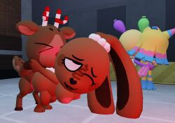 3d anthro anthro_on_anthro anthro_penetrated cocoa_(dandy's_world) dandy's_world penetration public_nudity public_sex rabbit_ears rabbit_girl roblox roblox_game rudie_(dandy's_world) sweating