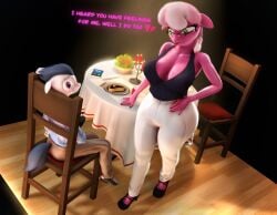 big_ass big_breasts big_butt blazemanecd cheerilee_(mlp) clothed clothing date dinner friendship_is_magic glasses hasbro high_resolution highres larger_female my_little_pony my_little_pony older_female romantic rumble_(mlp) seductive seductive_body seductive_look sexy sfm small_waist smaller_male teacher teacher_and_student younger_male