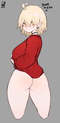 ass babo blonde_hair chris_(babo) female ginseng_(artist) no_pants red_sweater short_hair