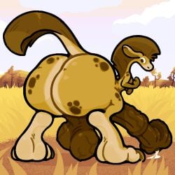 2023 animal_genitalia animal_penis anthro ass balls big_balls big_butt big_eyes big_feet big_penis biped bodily_fluids bottom_heavy brown_balls brown_body brown_eyes brown_markings brown_penis butt_focus cel_shading claws cloud countershade_face countershade_feet countershading cum day detailed_background digitigrade dipstick_ears ear_markings equine_genitalia equine_penis erection feet flared_penis genital_fluids genitals gloves_(marking) grass horizontal_pupils huge_balls huge_butt huge_cock huge_feet hyper hyper_balls hyper_genitalia hyper_penis leaning leaning_forward long_ears long_tail looking_at_viewer looking_back looking_back_at_viewer male mane markings mouthless multicolored_ears nude nude_anthro nude_male outside palocampis penis plant pupils rear_view semi-anthro shaded sky small_arms solo spots spotted_markings tail tan_body tan_markings thin_tail three-quarter_view toe_claws toes toony vein veiny_balls veiny_penis yowesephth