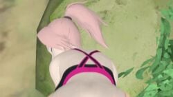 animated boruto:_naruto_next_generations censored dantesix gym_shirt pink_hai ponytail sakura_haruno sakura_haruno semi_nude sex_against_wall tagme video