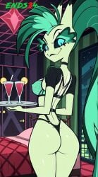 2025 ai_generated ass ass_focus ends34 female female_focus glitz_(helluva_boss) helluva_boss long_hair waitress
