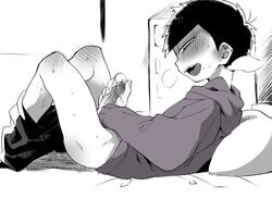 1boy akiomi_aiko blush male_only masturbation matsuno_ichimatsu naughty_face osomatsu-kun osomatsu-san pants_down penis solo tagme