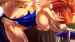 1boy ass azuma_kamimura bare_legs barefoot breast_grab breasts cara_the_blood_lord censored doggy_style female female large_breasts lilith-soft nipples one-piece_swimsuit penis photoshop pussy sex straight swimsuit