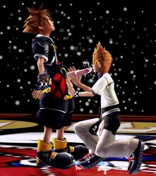 2boys cum disney fellatio hair huge_cock human kingdom_hearts male male_only multiple_boys oral penis roxas sora square_enix testicles yaoi