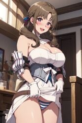 1female 1girls ai_generated bangs big_breasts blush breasts brown_hair commentary_request do_you_love_your_mom_and_her_two-hit_multi-target_attacks? english_commentary female female_only hi_res high_resolution highres indoors large_breasts light-skinned_female light_skin looking_at_viewer milf oosuki_mamako panties presenting_panties room solo solo_female tagme tied_hair tsuujou_kougeki_ga_zentai_kougeki_de_ni-kai_kougeki_no_okaasan_wa_suki_desu_ka? violet_eyes