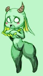 alyrise blush broken_horn don't_starve don't_starve_together dont_starve dont_starve_together female green_scales horn merm thighs wurt