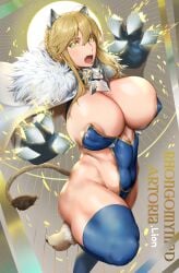 artoria_pendragon artoria_pendragon_(lancer) blonde_hair fate/grand_order fate_(series) female female_only huge_breasts kunaboto nipple_slip solo solo_female solo_focus tagme_(character) venus_body