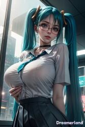 2d_(artwork) ai_generated anime anime_style big_breasts blue_eyes blue_hair breasts breasts breasts building buildings buttons choker city city_background cute day daylight daytime detailed detailed_background eyes eyes_open female_focus female_only fingers from_below glasses glasses_on_face glasses_only hair hair_between_eyes hd hd_(traditional) high_resolution highres huge_breasts large_breasts league_of_legends league_of_legends:_wild_rift light light-skinned_female light_skin lighting lips lipstick long_hair looking_at_viewer mouth nose portrait pose posing posing_for_the_viewer pov riot_games school_uniform schoolgirl schoolgirl_uniform seducing seduction seductive seductive_look seductive_mouth seductive_pose shy simple_background skirt sky4maleja slim sona_buvelle straight_hair student tie twintails uniform upper_body very_long_hair waist watermark window young_woman younger_female