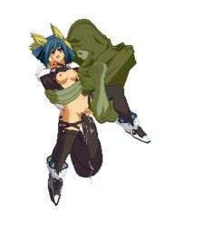 1boy animated arc_system_works blue_hair blush blush_stickers bottomless bouncing_breasts breasts character_request dizzy_(guilty_gear) faceless_male female green_skin guilty_gear hair_ribbon large_breasts m.u.g.e.n monster necro_(guilty_gear) object_insertion open_clothes open_mouth open_shirt penetration pixel_art pussy_juice rape red_eyes restrained simple_background thighhighs transparent_background uncensored vaginal_object_insertion vaginal_penetration