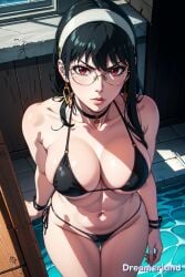 1girls abdomen ai_generated angry angry_expression angry_face anime anime_style bare_shoulders belly_button big_breasts bikini bikini_top black_hair bra bracelet bracelets breasts choker clavicle curvy curvy_body curvy_figure day daylight daytime earrings eyes_open female female_only fingers firm_breasts fringe_hair from_above glasses glasses_on_face glasses_only hairband hd hd_(traditional) high_resolution highres horny horny_female human lipstick looking_at_viewer navel panties pool red_eyes round_breasts seductive seductive_body seductive_look seductive_mouth serious shiny shiny_breasts shiny_clothes shiny_hair shiny_skin short_hair sideboob simple_background sky4maleja solo spy spy_x_family straight_hair thick_thighs thighs thong thong_bikini thong_panties thong_underwear underwear water watermark window yor_briar yor_forger