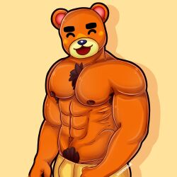 animal_crossing gay hairy_armpits muscular teddy_(animal_crossing) teddy_bear