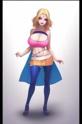 ai_art ai_generated animated bimbofication blonde_hair breast_expansion dc_comics female_only femsub forehead_jewel high_heels large_breasts lipstick multicolored_hair pink_lipstick purple_eyes purple_hair raven tagme teen_titans transformation video