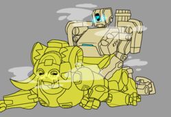 2d bastion_(overwatch) blizzard_entertainment blush duo female horn lemonwiire living_machine machine male no_humans omnic orisa overwatch robot sex simple_background straight video_games