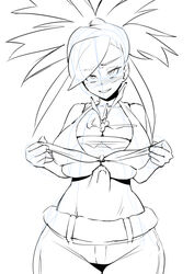 47k braid breast_press breasts cum cum_on_breasts cum_on_upper_body female flannery_(pokemon) gym_leader hair_ornament huge_breasts human human_only large_breasts long_hair male masturbation monochrome naughty_face nintendo paizuri penis pokemon pokemon_oras ponytail sketch solo straight tied_hair