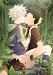 2boys bottomless gon_freecss hunter_x_hunter killua_zoldyck kissing male_only shailo siciel yaoi