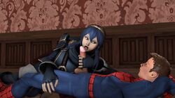 3d blue_hair cowman crossover eastern_and_western_character female fire_emblem fire_emblem_awakening garry's_mod human licking licking_penis lucina_(fire_emblem) male marvel marvel_comics penis_lick peter_parker spider-man spider-man_(series) straight straight_hair