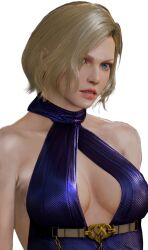 3d big_breasts blonde_hair blue_eyes boob_window cleavage female female_only milf nina_williams tekken tekken_8 transparent_background