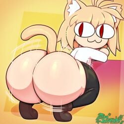 1:1 1female 1girls :3 ass ass_focus ass_shake big_ass blonde_hair bottom_heavy bottomless bottomless_female breasts cat_ears cat_tail catgirl clothing female female_only furry hi_res huge_ass looking_at_viewer looking_back melty_blood miso_souperstar motion_lines neco-arc raised_tail rear_view red_eyes shaking_ass shoes short_hair shortstack small_breasts solo solo_female squatting tail thick_ass thighhighs tsukihime twerking type-moon