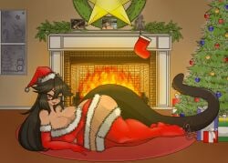 angelface christmas_outfit female fireplace godzilla godzilla_(series) kaiju_girls_(webcomic)