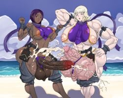 2futas amazon anonymous_artist areolae balls bangs big_breasts bikini black_hair blonde_hair breasts chiara_rosino cum dark-skinned_futanari dark_skin duo ejaculation erection futa_only futanari gigantic_breasts gigantic_penis gigantic_testicles hands-free handsfree_ejaculation huge_balls huge_cock human hyper hyper_balls hyper_breasts hyper_penis light-skinned_futanari light_skin muscular muscular_futanari nikola_graf nipples on_stomach oversized_balls penis smooth_balls standing thick_thighs valkyria_chronicles valkyria_chronicles_4 veiny_balls veiny_penis veiny_testicles wide_hips