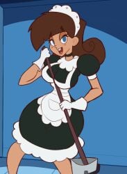 big_ass big_breasts blue_eyes brown_hair genderswap_(mtf) large_ass large_breasts maid mature_female milf nickelodeon rule_63 slemka the_fairly_oddparents thick_thighs timantha timmy_turner wide_hips