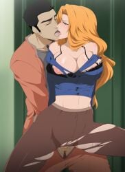 1boy 1girls bars beard big_breasts bleach blonde_hair blue_eyes blush bondage bra breasts_out cell closed_eyes clothed_sex cosplay exposed_breasts exposed_nipples facial_hair french_kiss half-closed_eyes handcuffed handcuffs high_resolution isshin_kurosaki jumpsuit kissing kissing_while_penetrated large_breasts lexus_(artist) long_hair matsumoto_rangiku mature_female mature_male nipple_slip nipples open_clothes open_mouth outfit pantyhose penis police police_officer police_uniform policewoman prison prison_bars prison_cell prison_guard prisoner ripped_clothing ripped_pantyhose ripped_shirt security_guard sex shirt short_hair slim_waist standing standing_sex straight tied_up tongue tongue_kiss tongue_out torn_clothes torn_pantyhose uncensored underwear uniform unprofessional_behavior vaginal_penetration vaginal_sex very_long_hair wavy_hair wide_hips