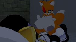 1boy 1girls big_breasts big_penis bigger_dom bigger_male doll gloves hedgehogs_slutty_collection luiske476 naked nude penis_bigger_than_body riding riding_penis rooftop smaller_female sonic.exe sonic_(series) sonic_the_hedgehog_(series) submissive_female tails_doll tailsko_doll vally03 vrchat vrchat_avatar white_clothing