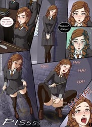 black_socks blush brown_loafers clothing comic female fingering harry_potter hermione_granger hypnosis loafers masturbation mind_control page_1 panties pee peeing peeing_self peeing_while_penetrated public_urination pussy skirt socks spread_legs stormfeder text thigh_socks thighhighs tongue tongue_out urine