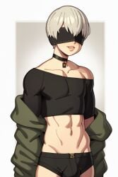 1boy ai_generated blindfold bulge clothing copernicus femboy girly hairband light-skinned_male light_skin male male_focus male_only nier nier:_automata penis_under_clothes rizdraws_(ai_style) short_hair solo white_hair yorha_9s