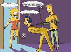 1boy 1futa 1girls alternate_breast_size areola balls bart_simpson bondage bound breasts cleavage erect_nipples erection female femdom futa_on_male futadom futanari genderswap high_heels huge_breasts hyper hyper_penis intersex lisa_simpson male male_with_female malesub milhouse_van_houten nipple_bulge nipples nude penis slur the_fear the_simpsons