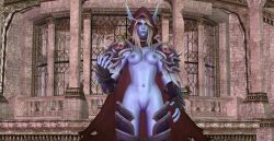 1girls 3d athletic athletic_female blizzard_entertainment blonde_hair blue_skin darkdeltabrony forsaken nude solo sylvanas_windrunner undead undead_(warcraft) warcraft world_of_warcraft