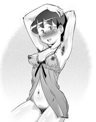 1girls 2014 abemorioka areolae armpit_hair armpits arms_above_head arms_behind_head arms_up black_eyes black_hair blush bottomless breasts bush curvaceous doraemon erect_nipples female female_armpit_hair female_only female_pubic_hair glasses greyscale hair hairy hairy_pussy half-closed_eyes housewife human large_breasts lingerie looking_at_viewer married_woman mature mature_woman medium_breasts milf monochrome mother navel negligee nightgown nipples no_bra no_panties nose_blush open_mouth open_smile perky_breasts pubes pubic_hair round_glasses seductive seductive_smile see-through sheer shirt short_hair smile solo sweater tamako_nobi taut_shirt text tight_clothes uncensored