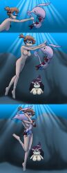 2girls bikini breasts female female_only human kasumi_(pokemon) lorelei_(pokemon) multiple_girls pokemon pokemon_(species) underwater uwfan-tomson