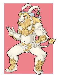 altenusy asgore_dreemurr balls bara beard blonde_hair boss_monster bovid caprine cristmas facial_hair fur hair hi_res horn long_ears male male_only mammal penis solo undertale video_games