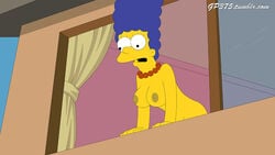 accurate_art_style blue_hair breasts casual female gp375 human marge_simpson milf neckwear pale_skin public the_simpsons