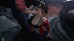 3d 3d_(artwork) 3d_model about_to_do_blowjob blue_eyes bra_down breasts brown_hair capcom centerfoldersfm claire_redfield cross-eyed dominant_male erect erect_penis erection female female_focus female_penetrated femsub good_girl hair_grab handcuffed horny imminent_oral indoors indoors_sex kneeling kneeling_female kneeling_oral_position male maledom penis penis_awe pink_nipples resident_evil resident_evil_2 resident_evil_2_remake submissive_female thumb_in_mouth tongue_out uncensored young_adult young_woman