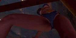 1girls 3d asian_female below_view bikini blue_bikini breedable eve_(stellar_blade) female gameplay gameplay_screenshot ladder large_breasts legs_spread light-skinned_female pussy_peek solo stellar_blade thighs underboob viewed_from_below yellow_stripes