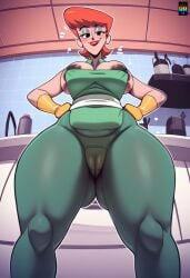 ai_generated big_breasts cameltoe dexter's_laboratory dexter's_mom ginger_hair mature_female mommy red_head repartz sweat thick_thighs