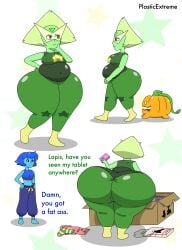 belly bent_over bottom_heavy cartoon_network dialogue female gem_(species) huge_ass lapis_lazuli_(steven_universe) pear_shaped peridot_(steven_universe) plasticextreme steven_universe tagme thick_thighs wide_hips