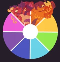 blep carillong chimekeeperderg_(artist) color_wheel_challenge duo eastern_dragon feathers hair_covering_eye lineless looking_at_viewer male monster my_singing_monsters nubbed_penis penile_spines precum riff scalie seasonal_monster swept_bangs tongue_out unfinished wings